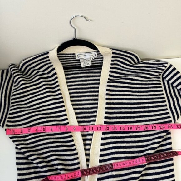 VINTAGE ADRIENNE VITTADINI LAMBSWOOL ANGORA STRIPED LONG CARDIGAN COAT SIZE S - Picture 6 of 7